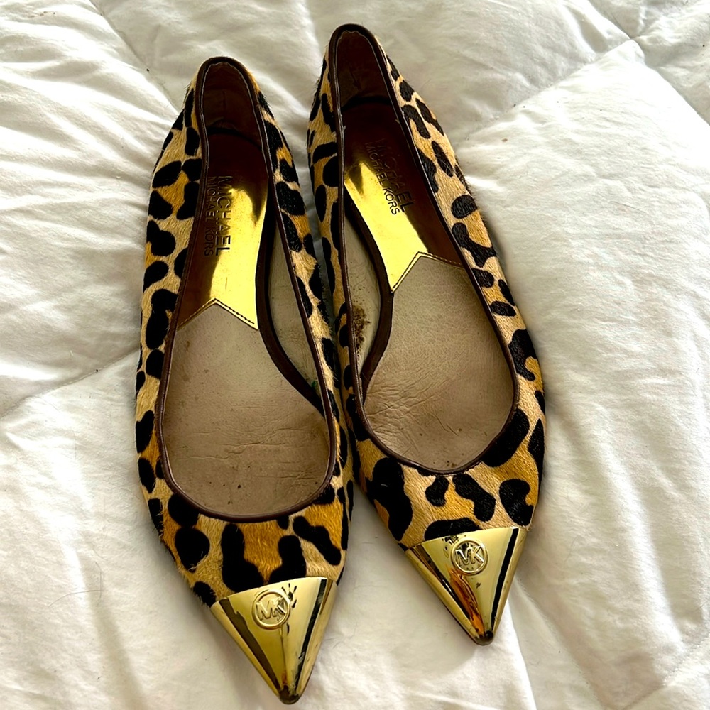 Michael Kors Leopard Print Pony Skin Slingbacks
